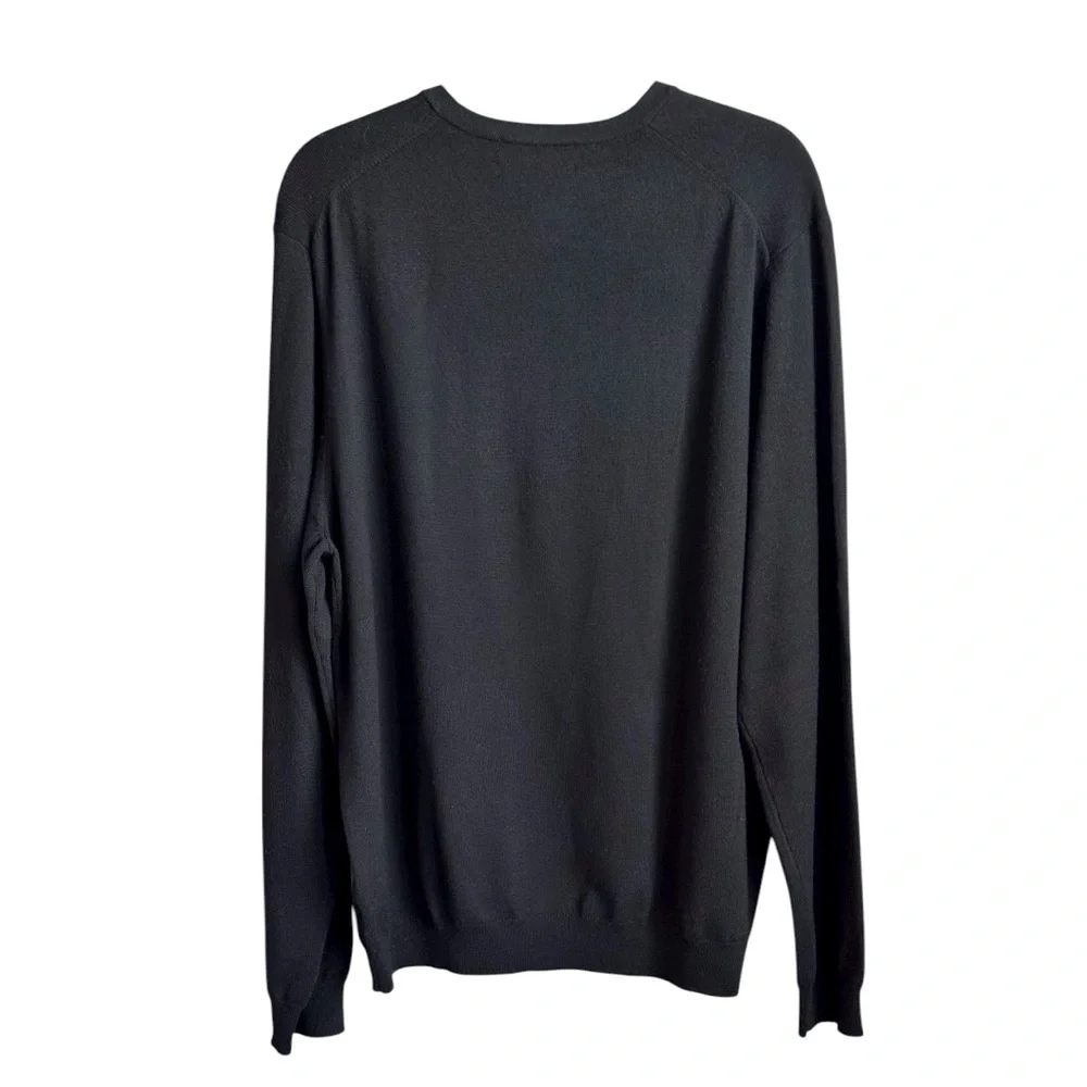 Brooks Brothers Extra Fine Italian Merino Wool V-Neck Black Men's Sweater Sz XL